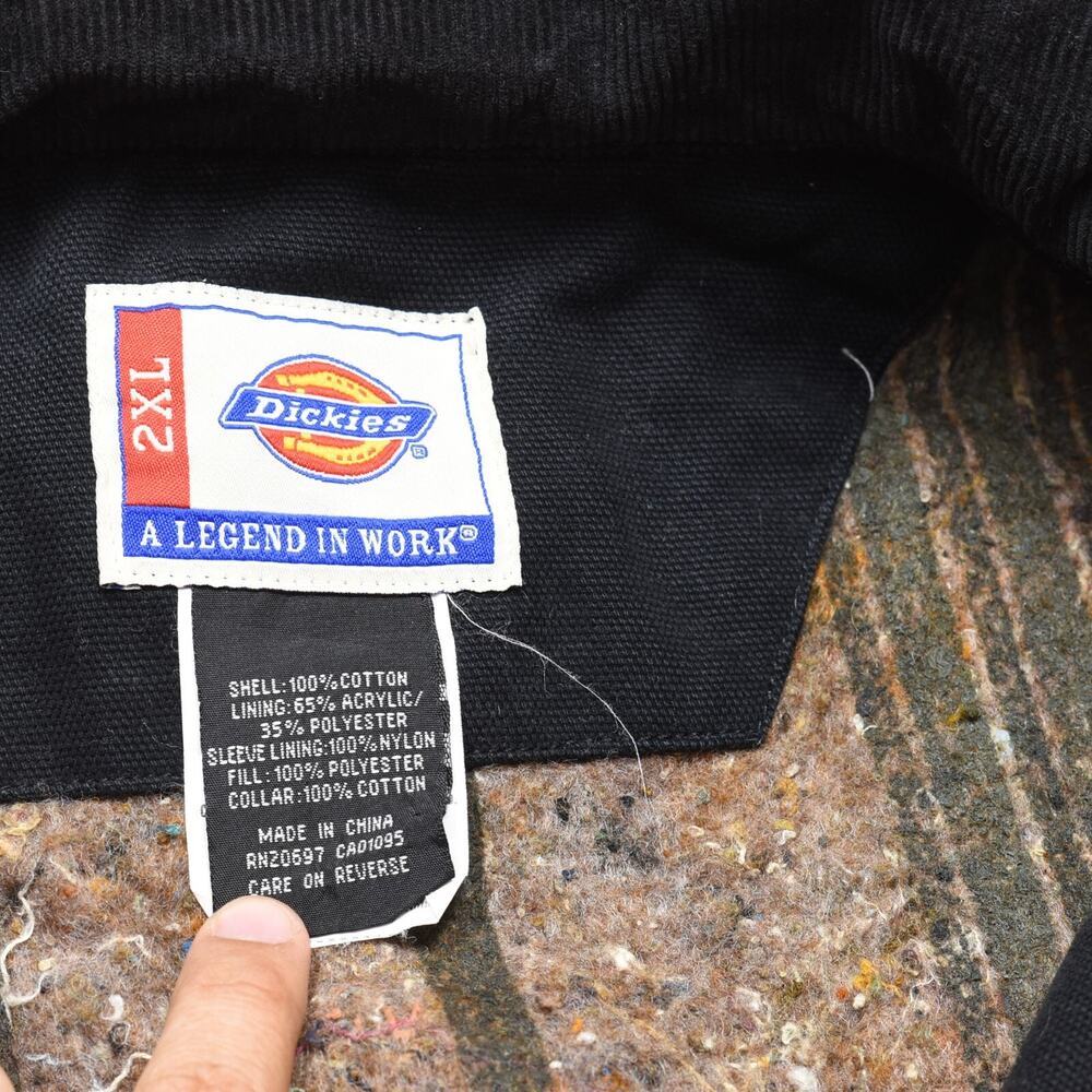 Dickies Men Detroit Bomber Jacket Cotton Black Sz 2XL Blanket Lined Work Stained - Picture 7 of 8
